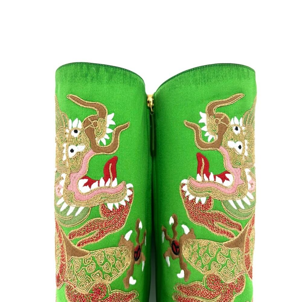 NEW Gucci Candy Dragon Embroidered Bow Crystal Embellished Knee High Boots 37.5 - Picture 6 of 10